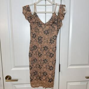 ASTR the Label Lace Floral Cold Shoulder Balletcore Whimsical Dress | Medium